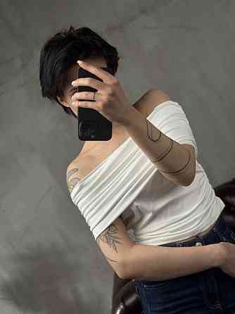 Футболка jasmin  спущенные плечи белая ДЛ7187 Одесса