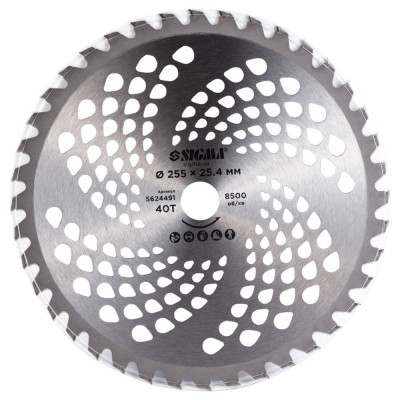 Нож для триммера Sigma с твердосплавными напайками 255x25.4мм 40Т (5624491) Винница - изображение 3