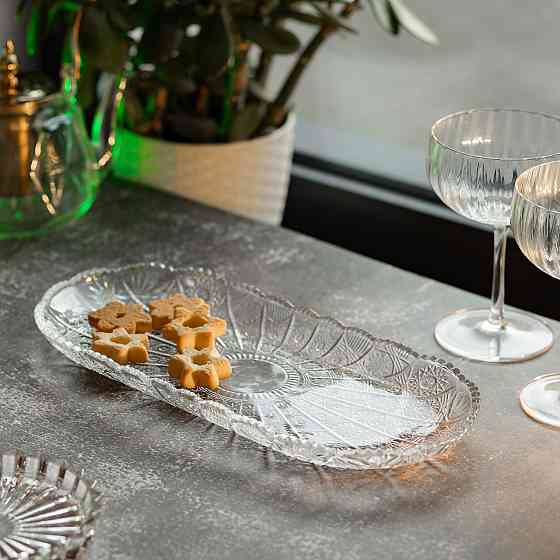 Yiwu Сервірувальне блюдо для подачі закусок 33.5х15х2 см скляне овальне HP-YH-25 Киев