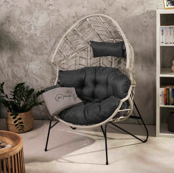 Крісло-кокон ротангове Di Volio Alcamo для відпочинку сірий Киев - изображение 7