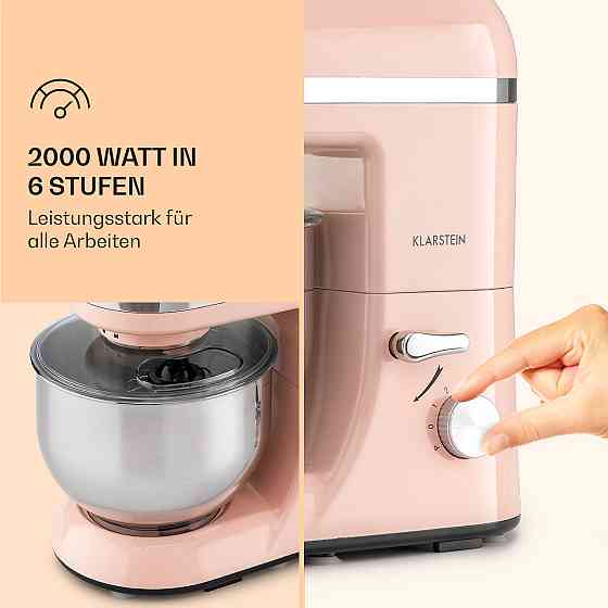 Кухонний комбайн Bella Elegance 2000 Вт/2,7 к.с./5.2 літра з неіржавкої сталі без BPA троянда (Німеччина, Рівне