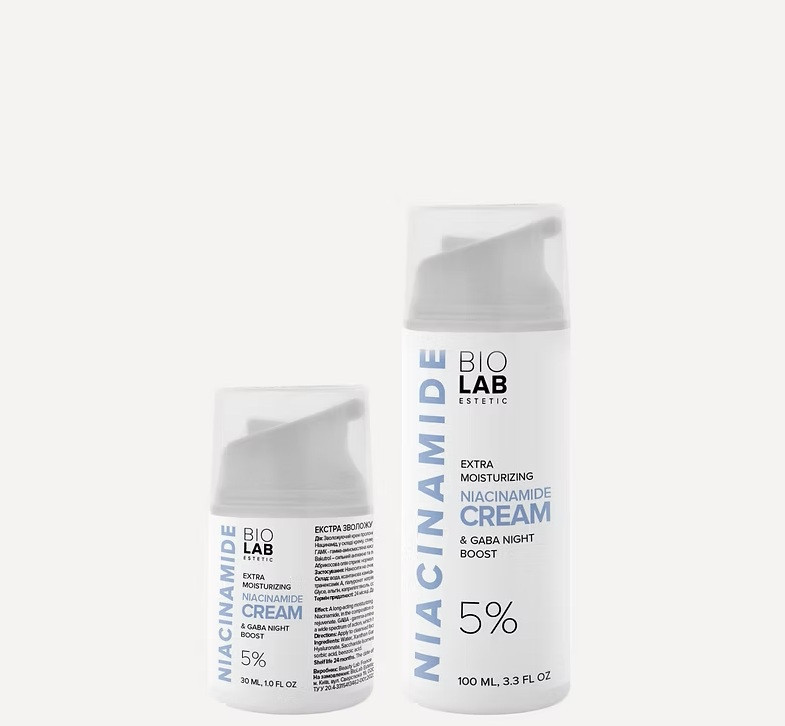 Екстра зволожуючий нічний крем-бустер з ніацинамідом 5% та ГАМК Extra Noisturizing Cream Niacinamide 5% BIOLAB Estetic, 30 мл Дніпро - фото 1