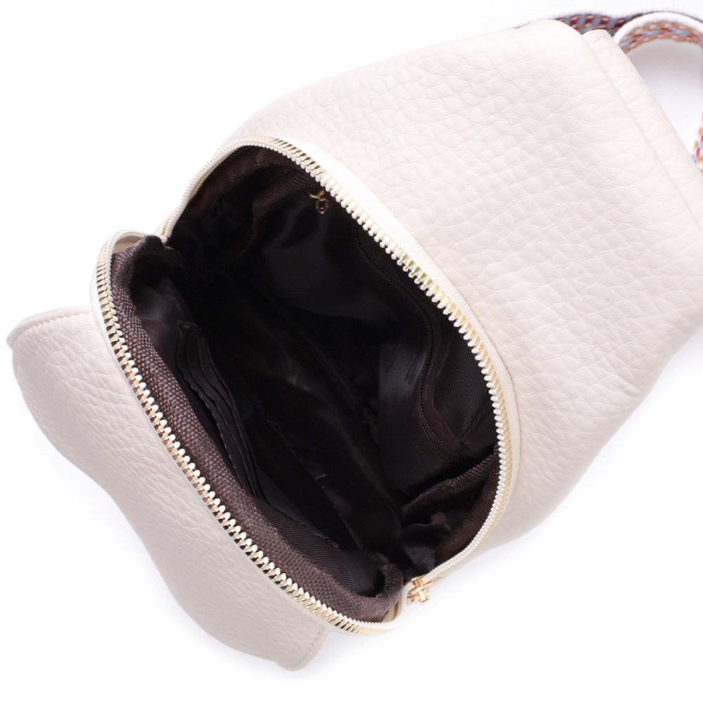 Популярна жіноча сумка з однією лямкою через плече з великозернистої екошкіри Vintage 22761 Молочний Київ - фото 7