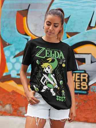 Футболка з аніме принтом Легенд Зелда Лінк То оверсайз (S/M/L) Чорний AnimeJ1121 Дніпро