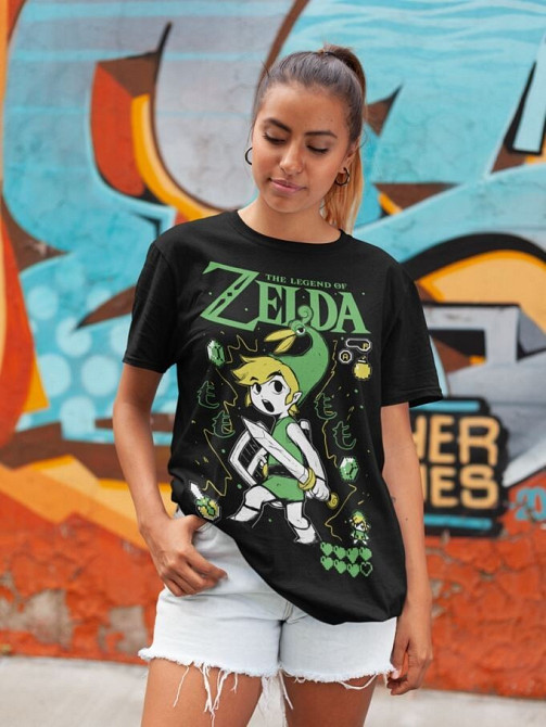 Футболка з аніме принтом Легенд Зелда Лінк То оверсайз (S/M/L) Чорний AnimeJ1121 Дніпро - фото 3