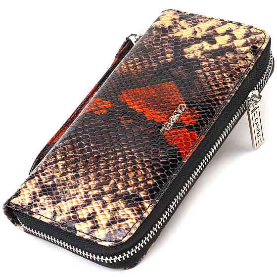 Оригінальний гаманець для жінок з натуральної фактурної шкіри з тисненням під змію CANPELLINI 21722 Різнокольоровий Київ
