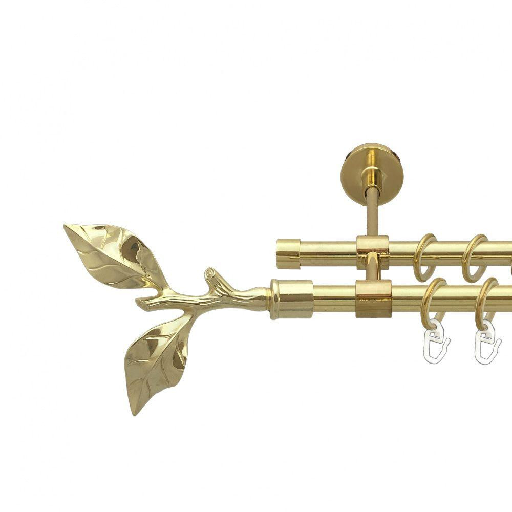 Карниз Orvit Листок Троянди металевий дворядний закритий гладка труба кільце металеве Золото 16\16 мм 200 см (00-00014536) Львів - фото 1