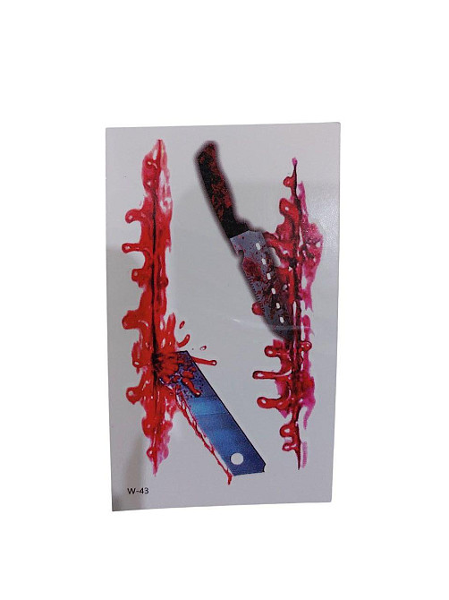 Наклейки тату для Хелловіну ніж та лезо 10 на 6 см червоний Київ - фото 1