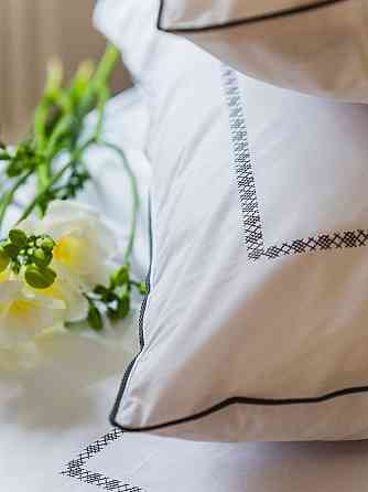 Ecotton Комплект постільної білизни Полуторний з вишивкою та кантом український хрестик Graphit Коломыя