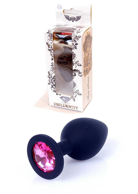 Анальная пробка Jewellery Black Silikon Plug Medium Pink Diamond Sex Aura Киев - изображение 1