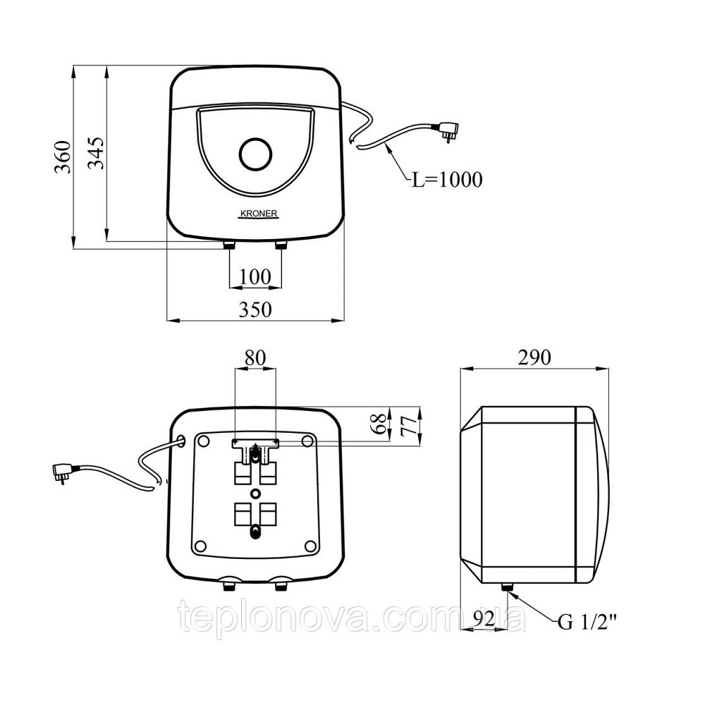 Водонагреватель Kroner Small K10SA1.5 с мокрым ТЭНом Черновцы - изображение 2