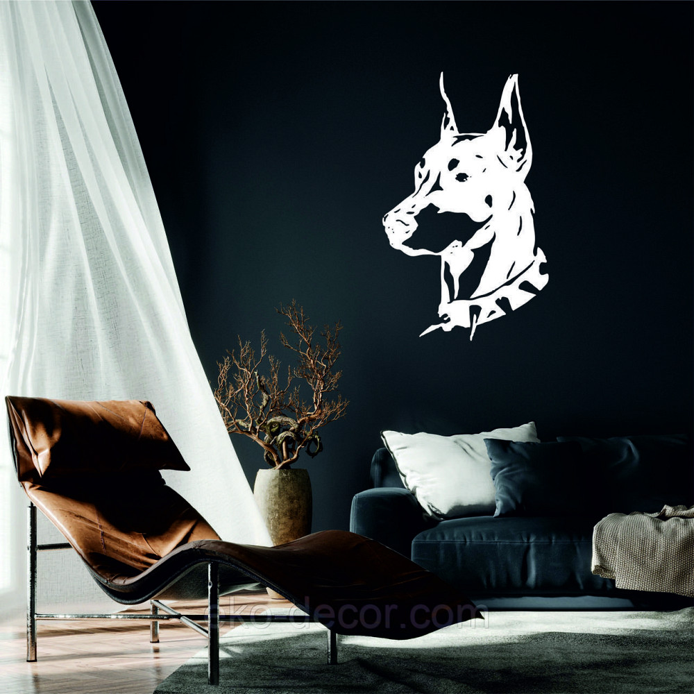 Декоративное настенное Панно «Доберман», Декор на стену 90*55 см, Белый Киев - изображение 1