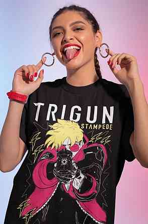 Футболка для мальчика аниме Тригун Васх Стампеде Моон оверсайз (рост от 165 до 180 ) Черний AnimeJ1125m Днепр