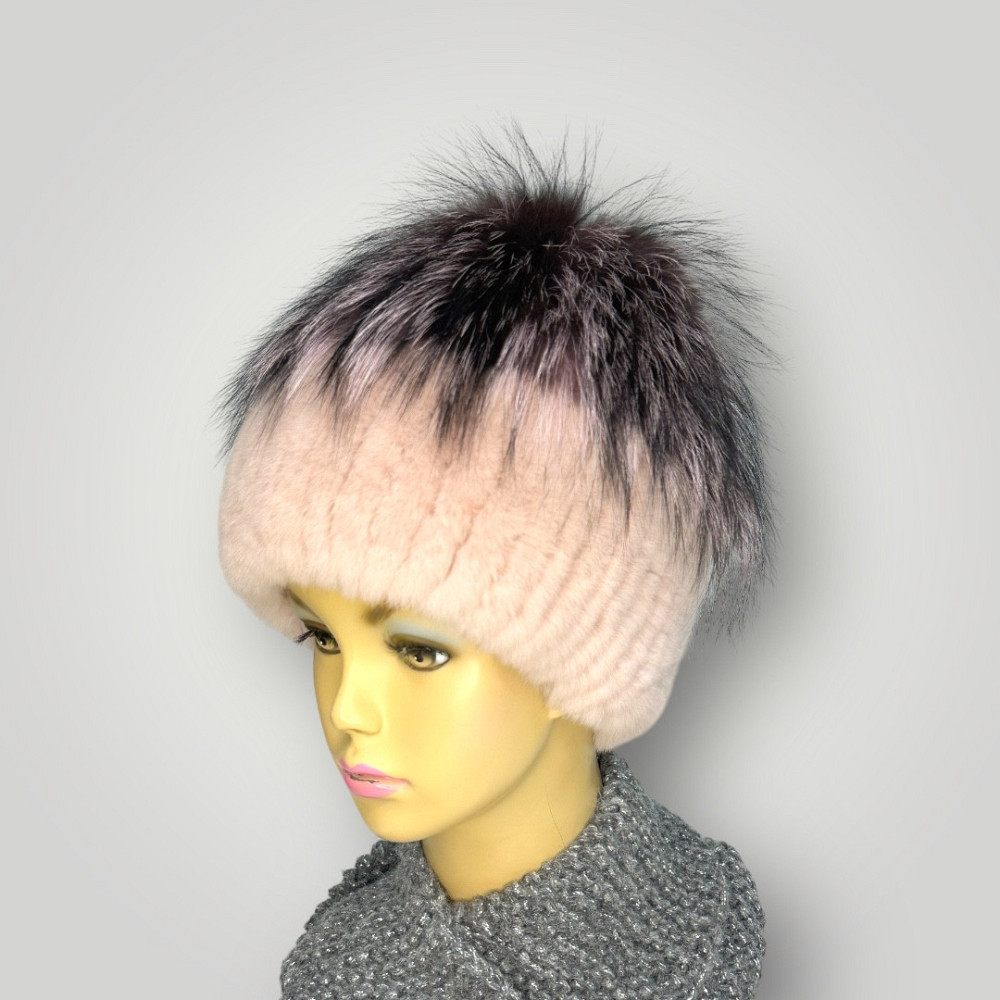 Шапка меховая женская Ника Пудровый Харьков - изображение 3