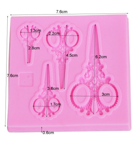 Силіконовий молд Ножиці 76 на 76 мм рожевий Київ - фото 2