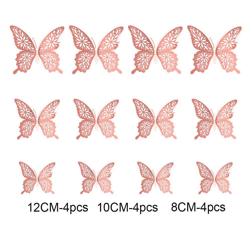Метелики для декору на скотчі 12 штук рожеве золото Київ - фото 2