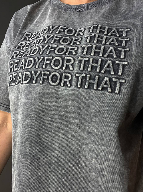 Футболка женская A-N 26031 вареная тай дай оверсайз с объемной надписью серая, серый, one size Киев - изображение 17