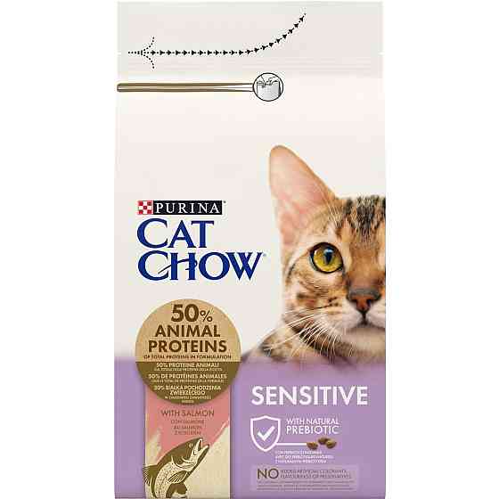 Сухий корм для дорослих котів із чутливою шкірою та травленням Cat Chow Sensitive з лососем 1.5 кг Вінниця