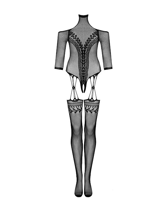 Нейлоновый бодистокинг с имитацией чулок Obsessive Bodystocking G333 S/M/L, black, с доступом Sex Aura Киев - изображение 5