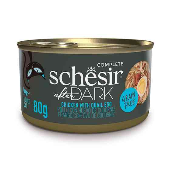 Schesir After Dark Chicken With Quail Egg ШЕЗІР КУРКА З ПЕРЕПЕЛИНИМ ЯЙЦЕМ в бульйоні натуральні консерви для котів, банка 80г Київ