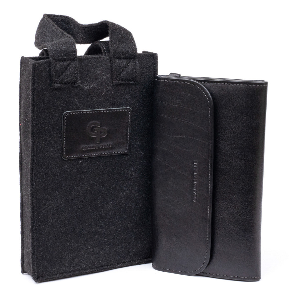 Горизонтальная барсетка-клатч мужская в гладкой коже GRANDE PELLE 11298 Черная Киев - изображение 7