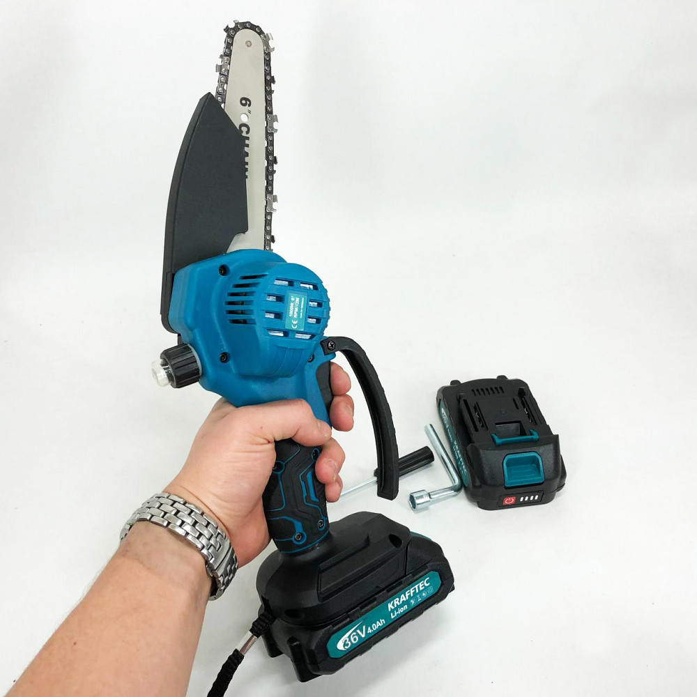 Пила електрична для заготівлі дров Krafftec 15 см, Пилка на батарейках для обрізки гілок JA-52 Львів - фото 10