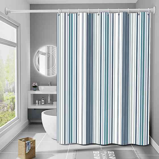 Шторка для ванны из полиэстера водонепроницаемая Bathlux 180x180 см с кольцами, занавеска для ванной комнаты Каменец-Подольский