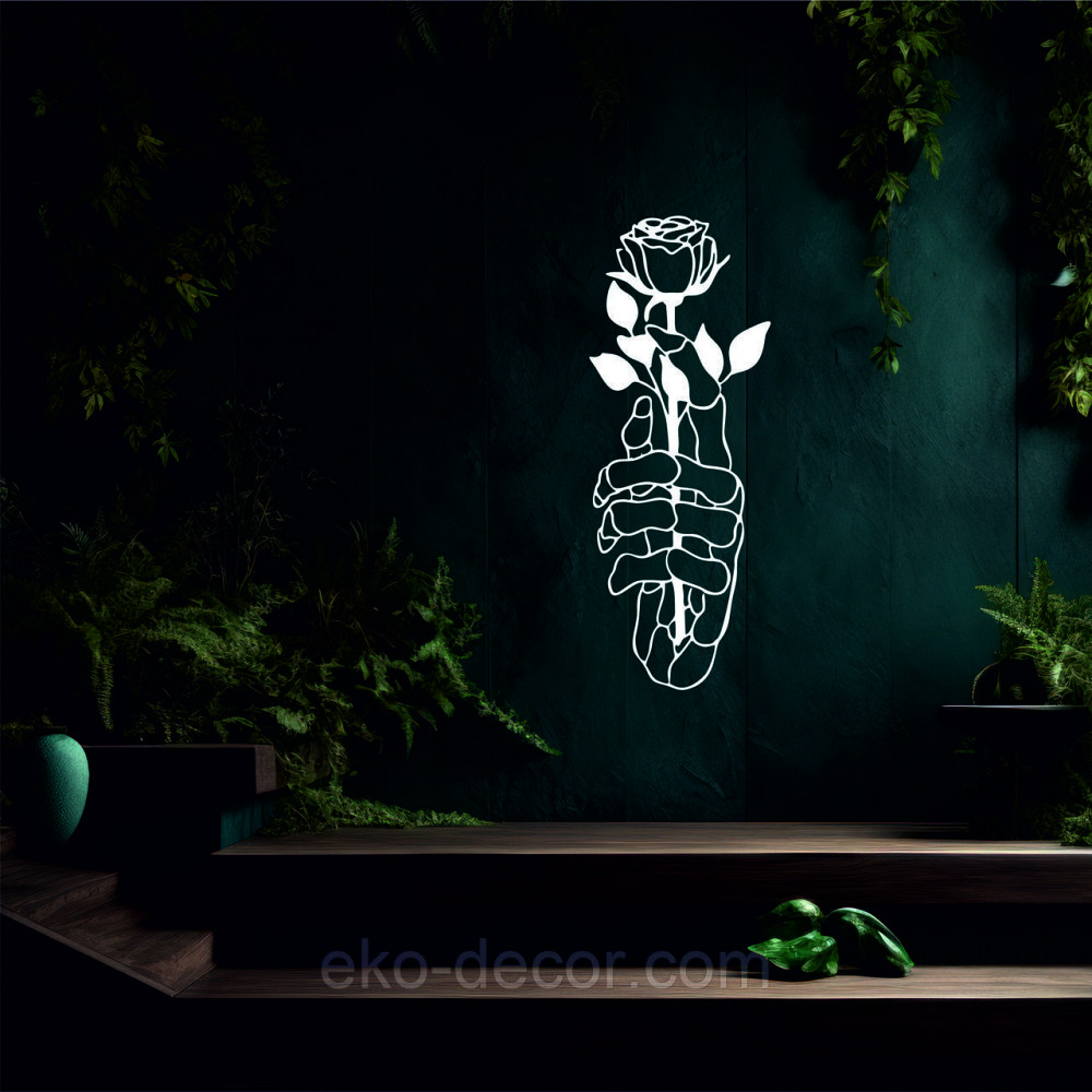 Декоративне настінне Панно «Рука з трояндою» Декор на стіну 70*26 см, Білий Київ - фото 6