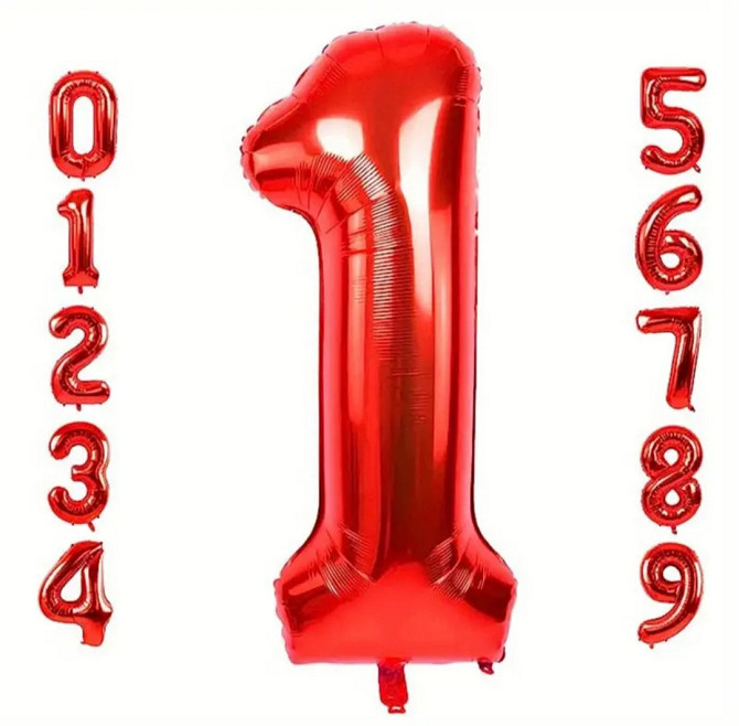 Цифра фольгована 1 червоний 32" 81 см Київ - фото 1