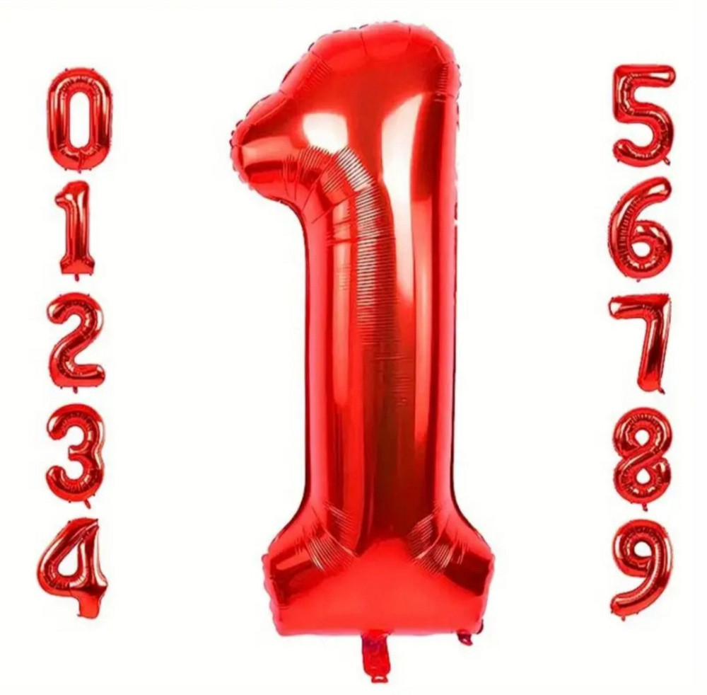 Цифра фольгированная 1 красный  32