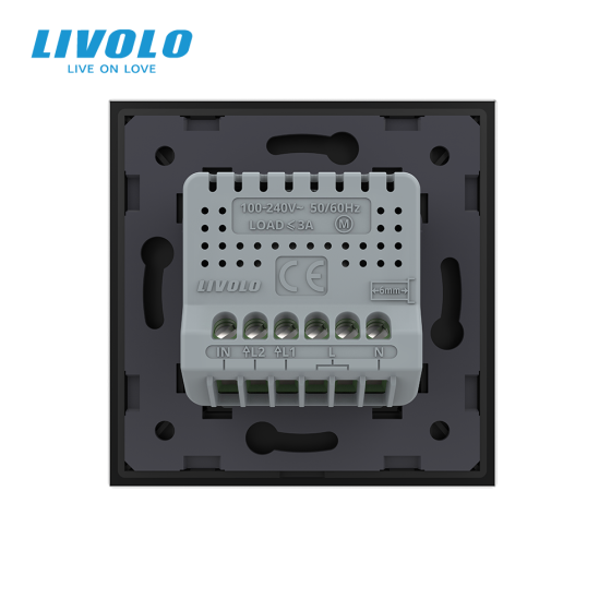 LIVOLO Сенсорний вимикач 2 сенсора для ролет штор воріт жалюзі LIVOLO чорний матовий скляний Коломия