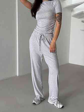 Женский базовый прогулочный костюм двойка: футболка и штаны натуральная вискоза Меланж, 42/44 Одесса