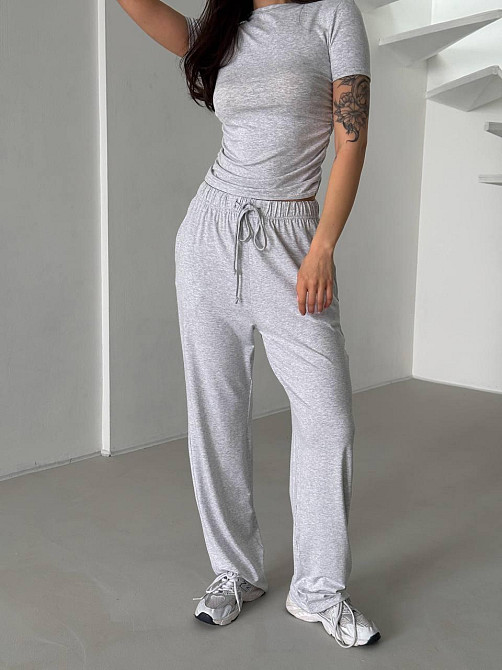 Жіночий базовий прогулянковий костюм-двійка: футболка та штани натуральна віскоза Меланж, 42/44 Одеса - фото 6