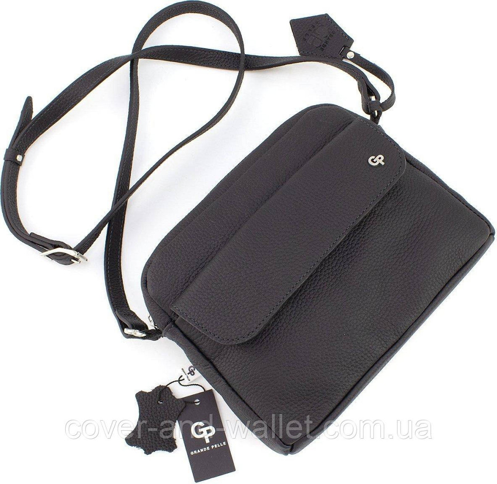 Черная женская сумка-кроссбоди из натуральной кожи высокого качества Grande Pelle 755710 Киев - изображение 3