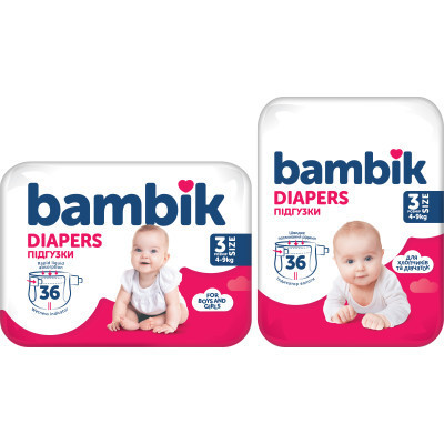 Подгузники Bambik Medium MIDI Размер 3 (4-9 кг) 36 шт (4823071652284) Винница - изображение 3