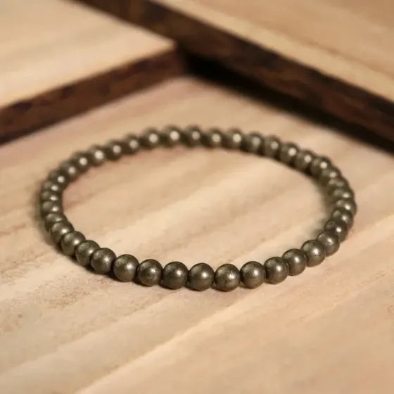 Натуральный браслет из пирита 6 мм – энергетический браслет, талисман удачи, денег и защиты Киев
