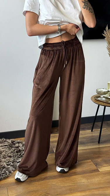 Женские прогулочные брюки из плюш велюра Шоколадный, 44/46 Одесса - изображение 5