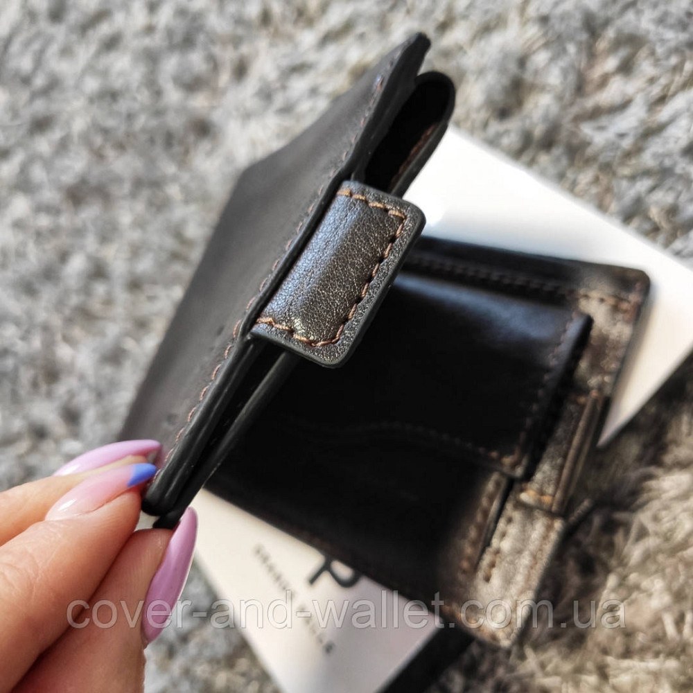 Кожаный мужской кошелек коричневого цвета на магните Grande Pelle Amico Киев - изображение 3