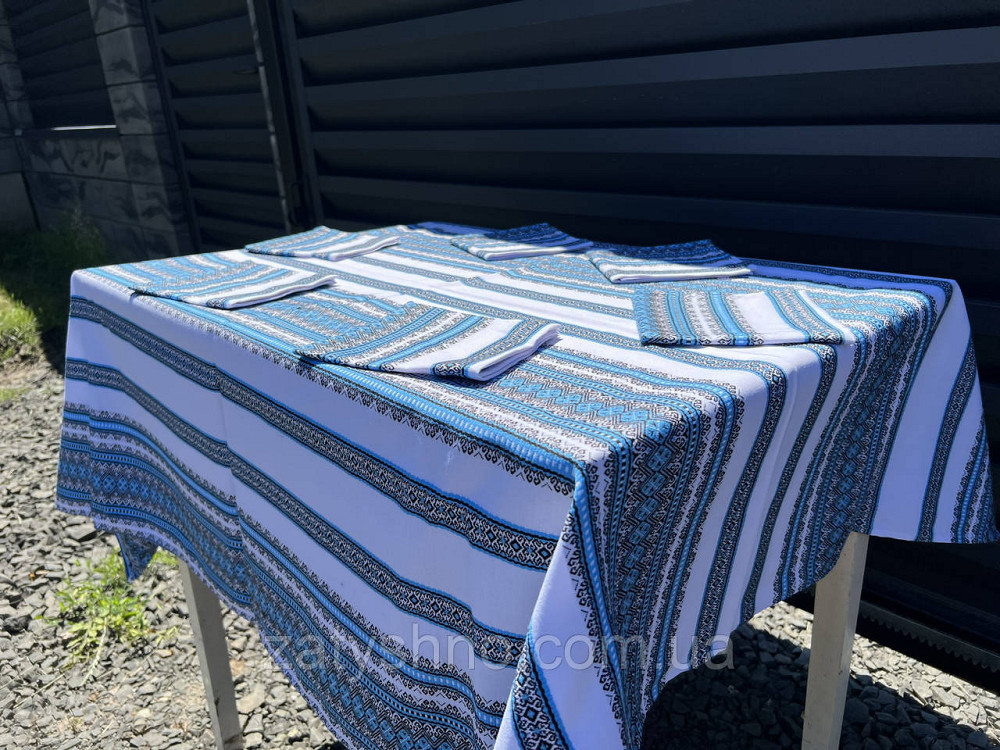 Вишита скатертина блакитна з серветками Київ - фото 4