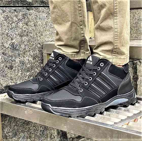Зимние Кроссовки Adidas Мужские Ботинки с Мехом Чёрные Адидас (размеры: 40,41,42) Видео Обзор Днепр