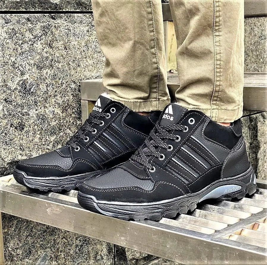 Зимние Кроссовки Adidas Мужские Ботинки с Мехом Чёрные Адидас (размеры: 40,41,42) Видео Обзор Днепр - изображение 4