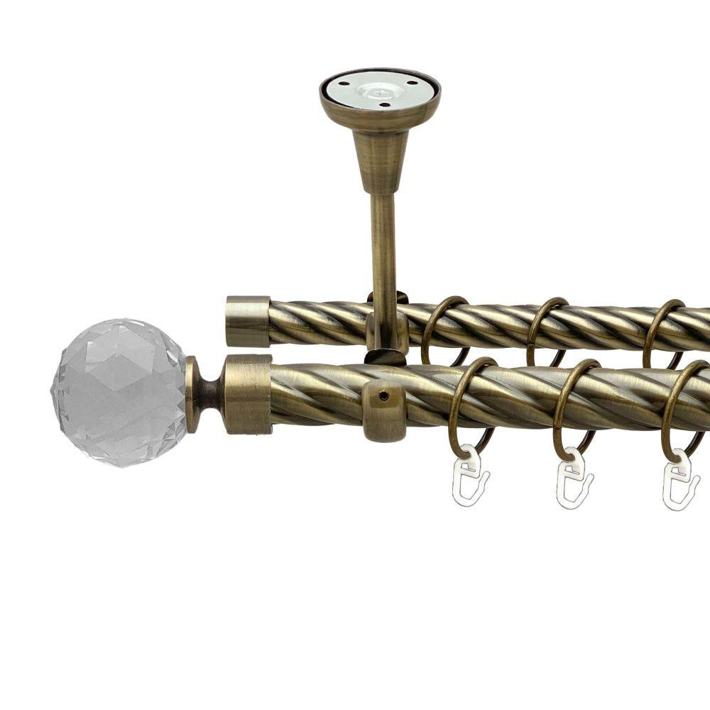 Карниз Orvit Люміера металевий дворядний відкритий до стелі скручена труба кільце металеве Антик 25\19 мм 200 см (00-00019111) Львів - фото 1