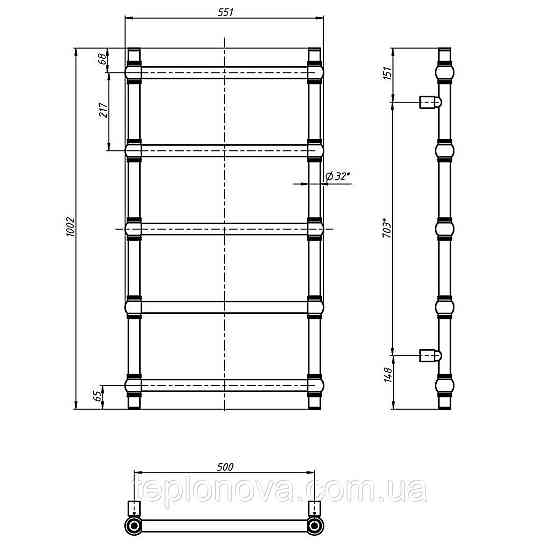 Полотенцесушитель Retro 500х1000 Золото Черновцы