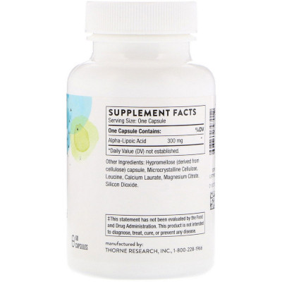 Антиоксидант Thorne Research Альфа-ліпоєва кислота, Alpha-Lipoic-Acid, 60 капсул (THR-79701) Вінниця - фото 2