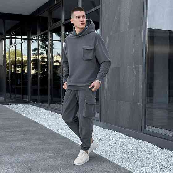 Темно-сірий спортивний костюм осінь зима Pobedov Winter. Теплий зимовий чоловічий спортивний костюм Київ