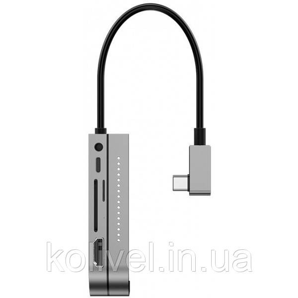 Док-станція USB3.1 Type-C --> HDMI/USB 3.0x3/TF,SD/Type C PD/3.5mm Темно-сіра Baseus (CAHUB-WJ0G) Київ - фото 2