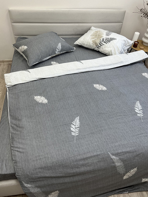 Ecotton Простирадло без резинки Ecotton Євро 220х240 см із сатину сірого кольору Коломия - фото 7