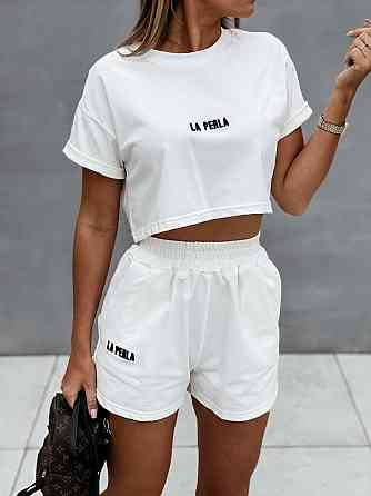 Костюм спортивний з шортами "La perla" оптом | Розпродаж моделі Білий, 46-48 Київ