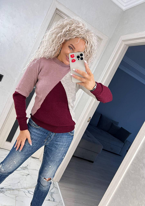 Женский модный свитер  трехцветый. 42-46р Київ - фото 9