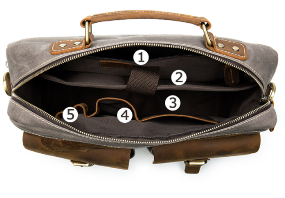 Сумка-портфель чоловіча текстильна з шкіряними вставками Сіра (Vintage) Київ